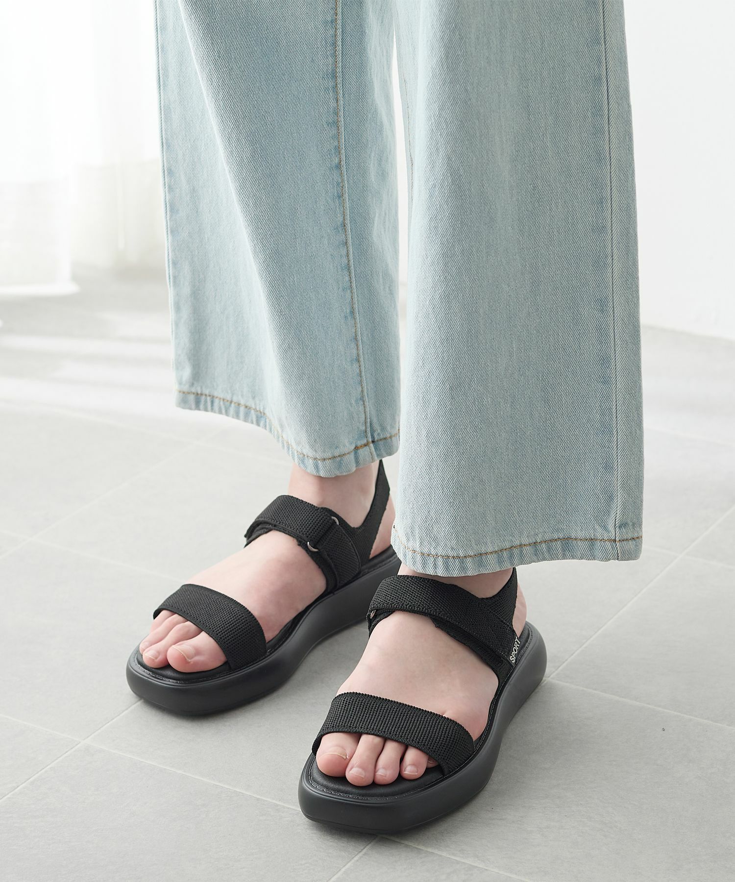 ダブルベルトバックバンド厚底サンダル | andex shoes product ONLINE