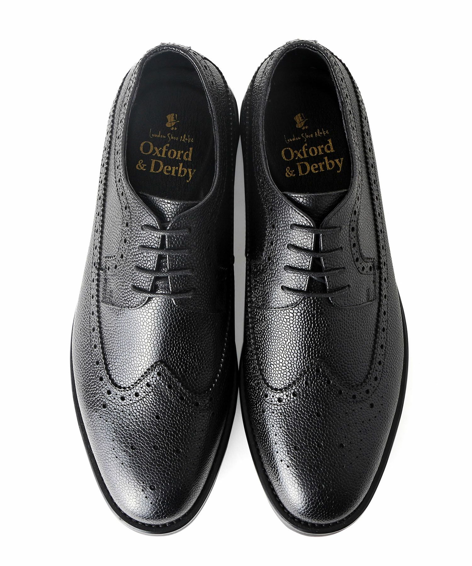 Oxford & Derby 黒 エンボスローファー 外羽根エンボスフルブローグ | andex shoes product ONLINE STORE