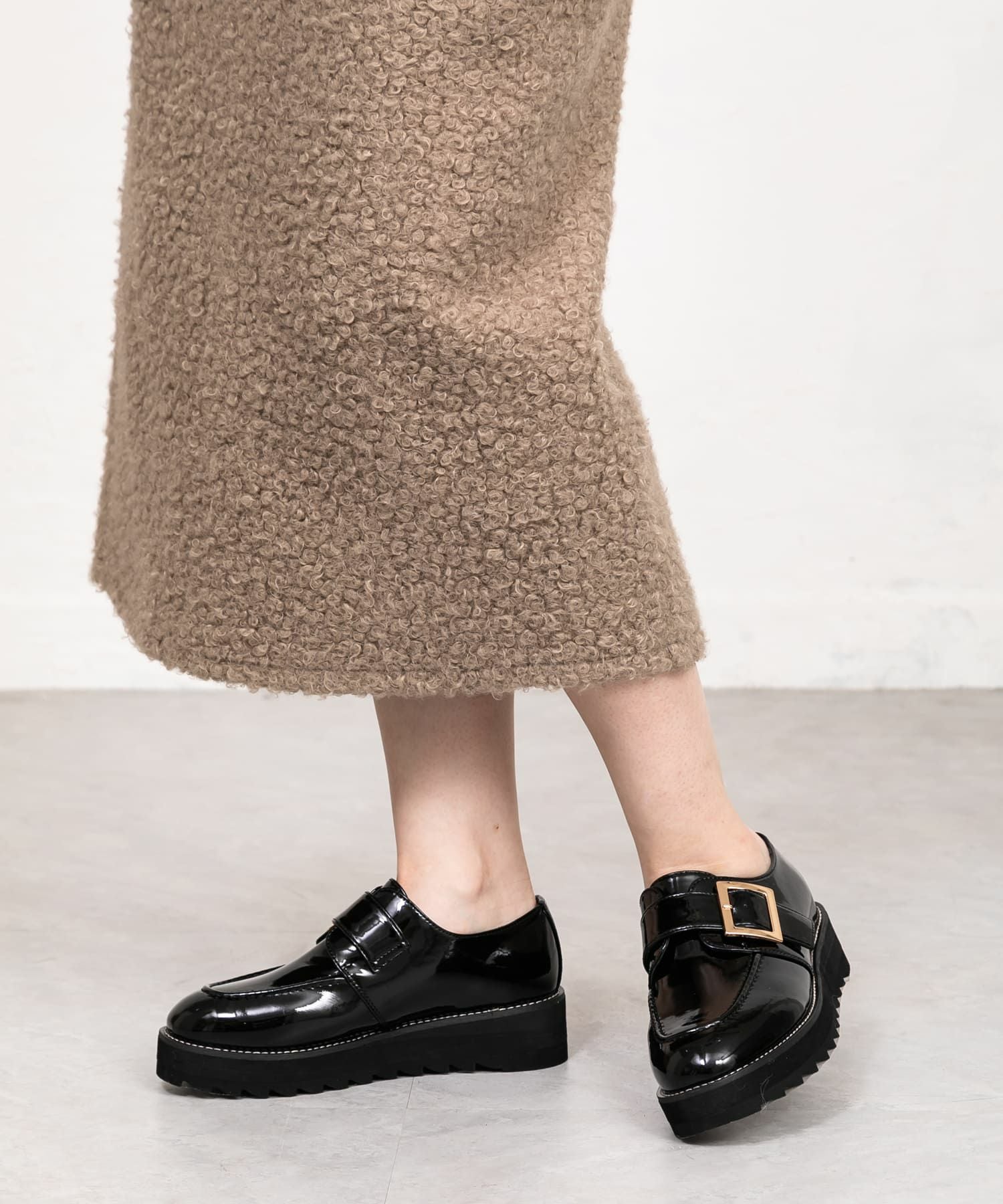 ワンベルトバックルデザイン厚底ローファー | andex shoes product
