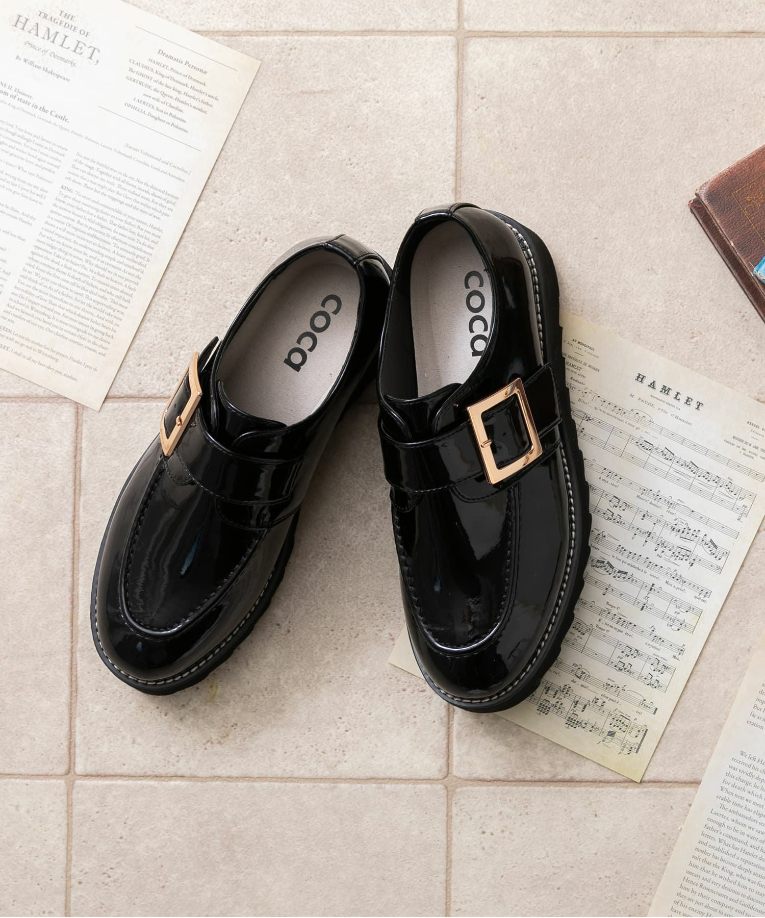 ワンベルトバックルデザイン厚底ローファー | andex shoes product