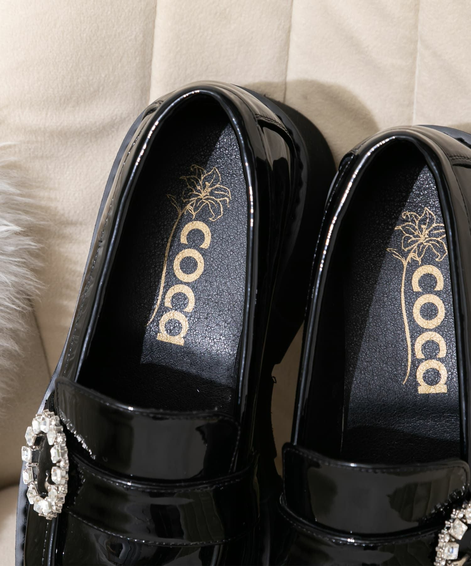 ビジューバックル付き厚底ローファー | andex shoes product ONLINE STORE