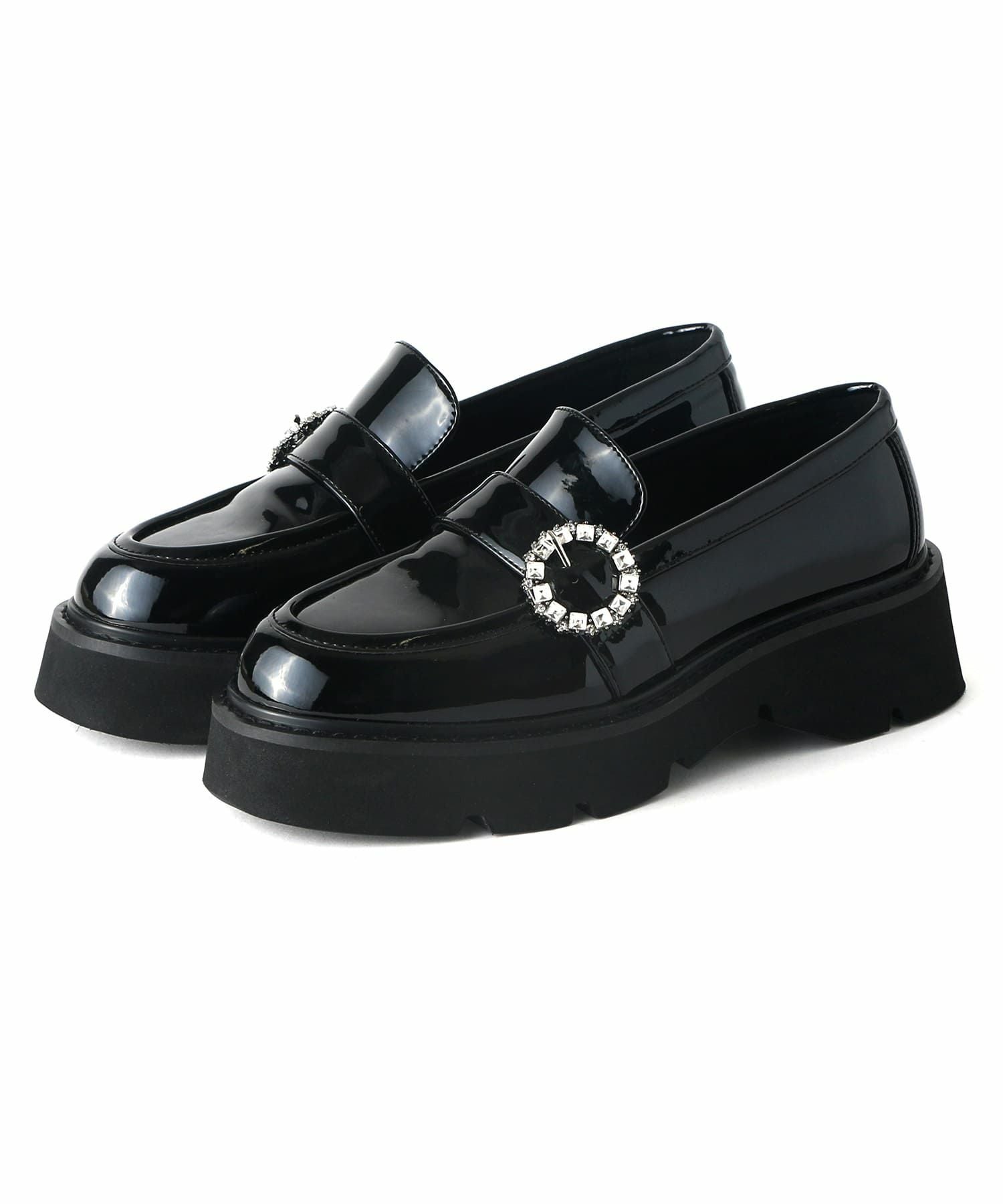 ビジューバックル付き厚底ローファー | andex shoes product ONLINE STORE