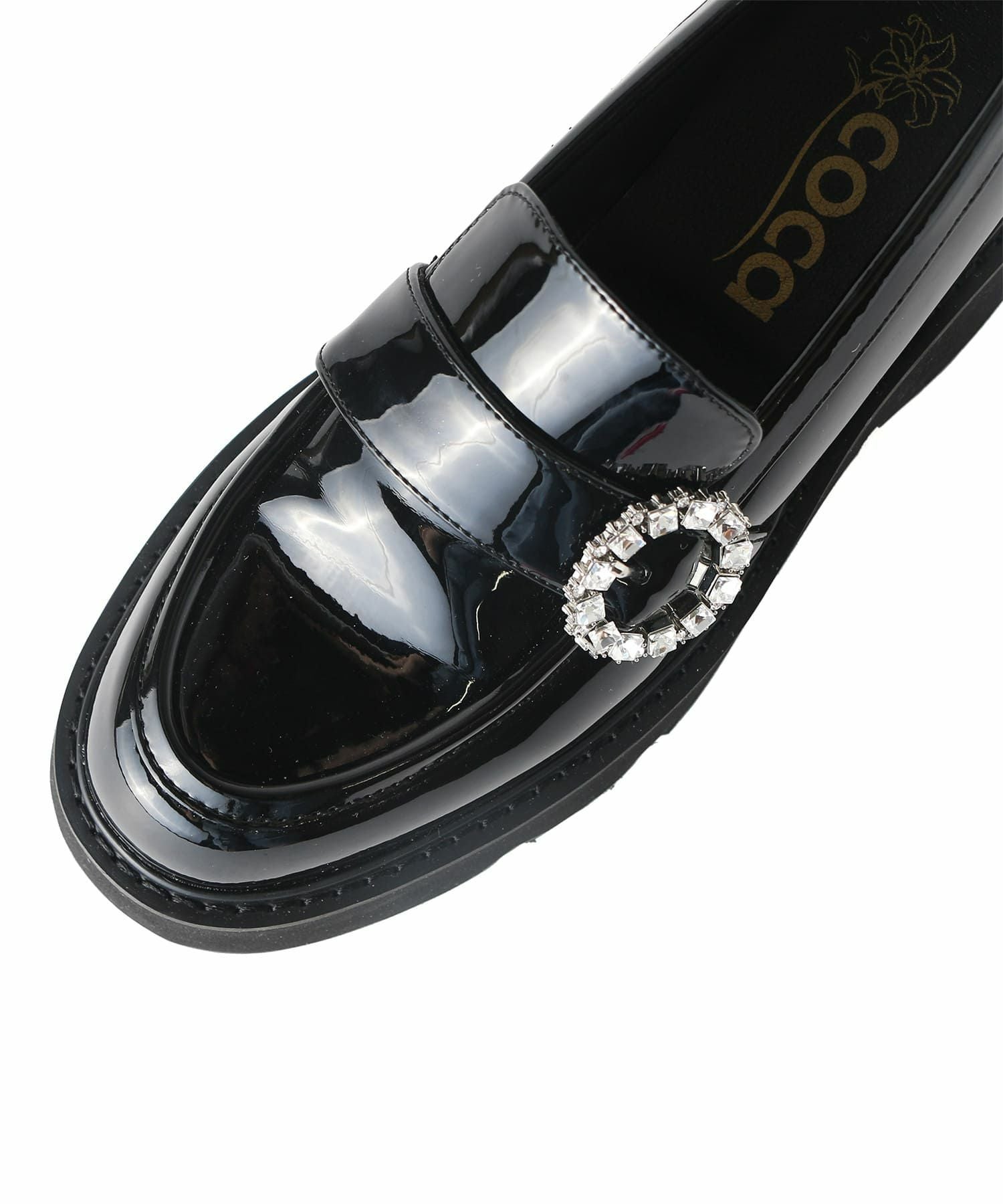 ビジューバックル付き厚底ローファー | andex shoes product ONLINE STORE