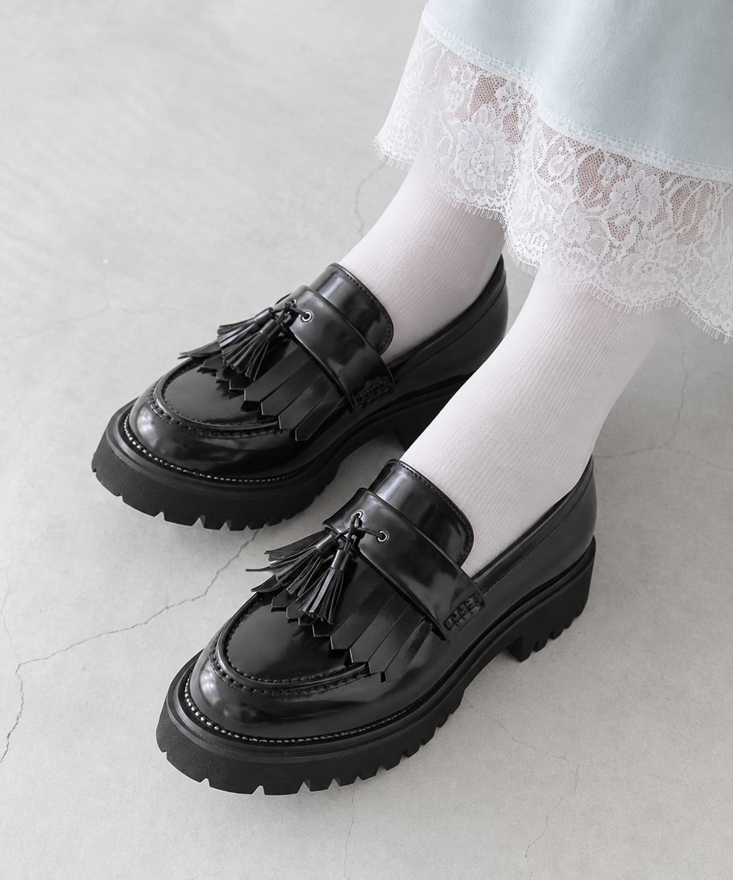 柔らかクッション 軽量 厚底 タッセルローファー | andex shoes