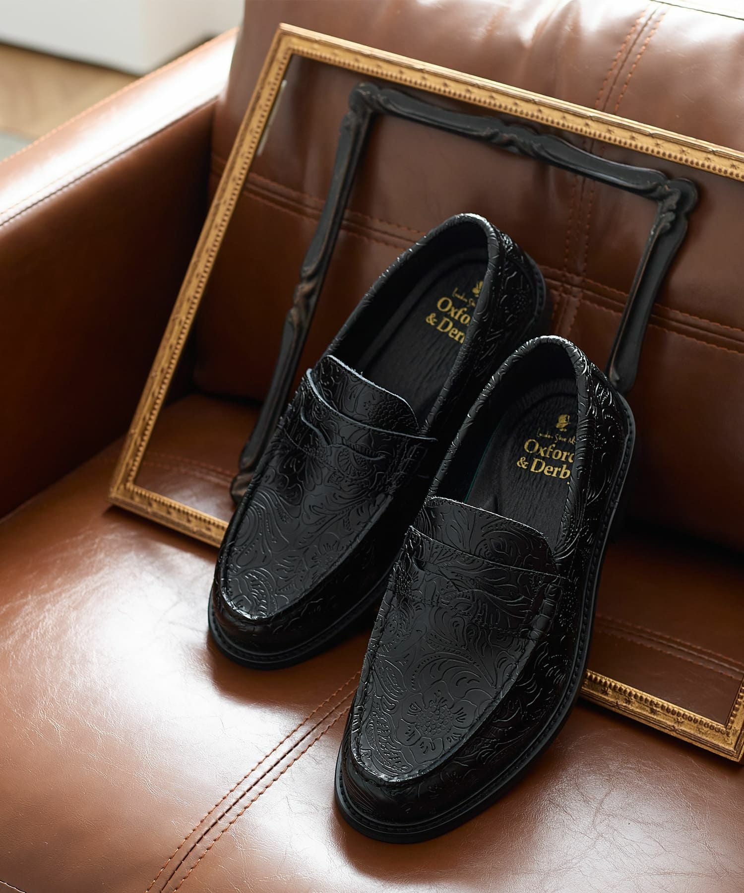 London Shoe Makeペイズリーエンボス レザー  ローファー プレミアム ペイズリーエンボス レザー コイン ローファー | andex